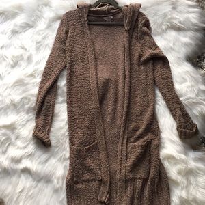Light Brown Long Open Pocket Cardigan size M